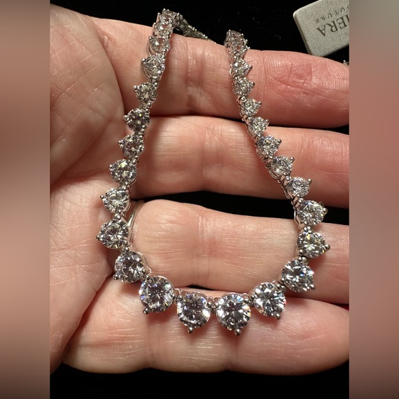 Kiera Couture Sterling Silver & Swarovski Crystal Necklace Choker 17” - Picture 2 of 8